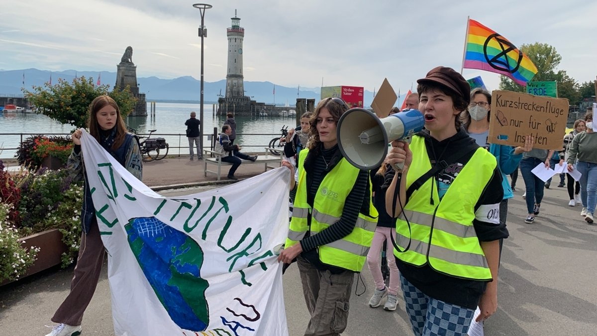 An vielen Orten in Schwaben - wie hier in Lindau - trafen sich Menschen, um am weltweiten Klimastreik teilzunehmen.