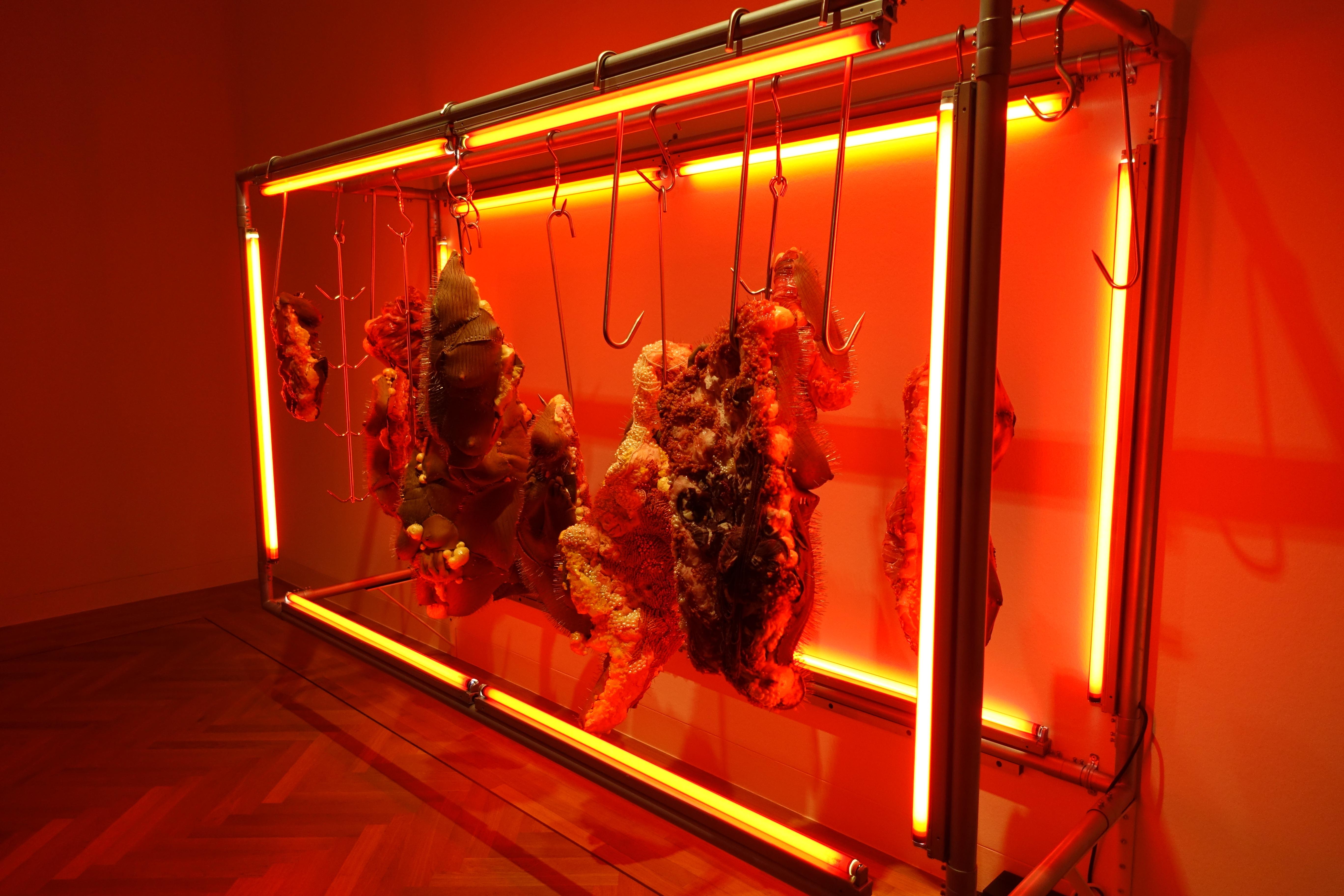 Die Installation "Red Rack of Those Ravaged and Uncensenting" von King Cobra in der Ausstellung "Tod und Teufel".