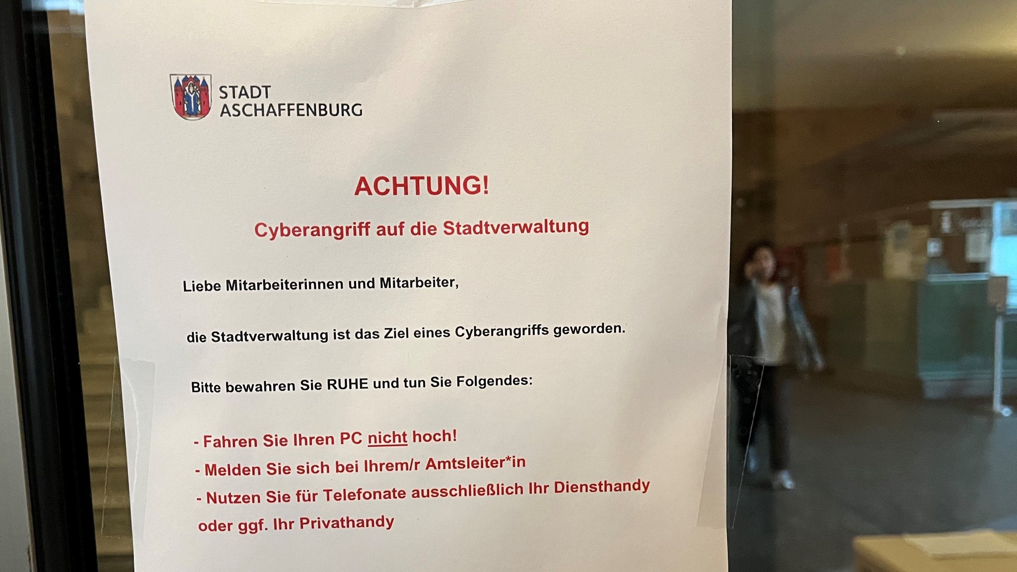 Wegen eines Hackerangriffs bleibt das Rathaus Aschaffenburg am Donnerstag und Freitag geschlossen.