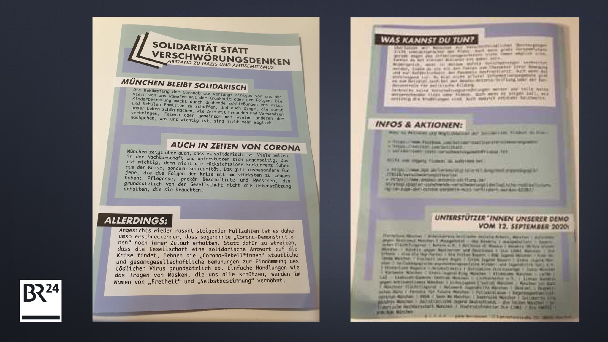 Gegenstrategie: Auch die Gegner der Verschwörungstheoretiker setzen jetzt auf Flyer.