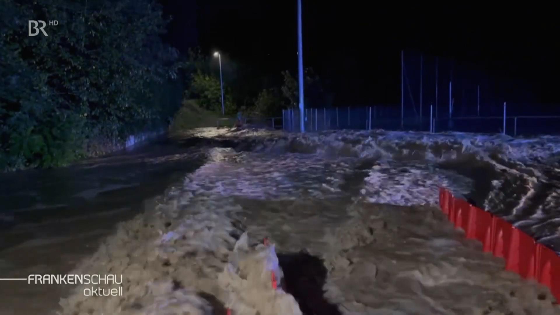 Überschwemung nach dem Starkregen in Reichenberg.