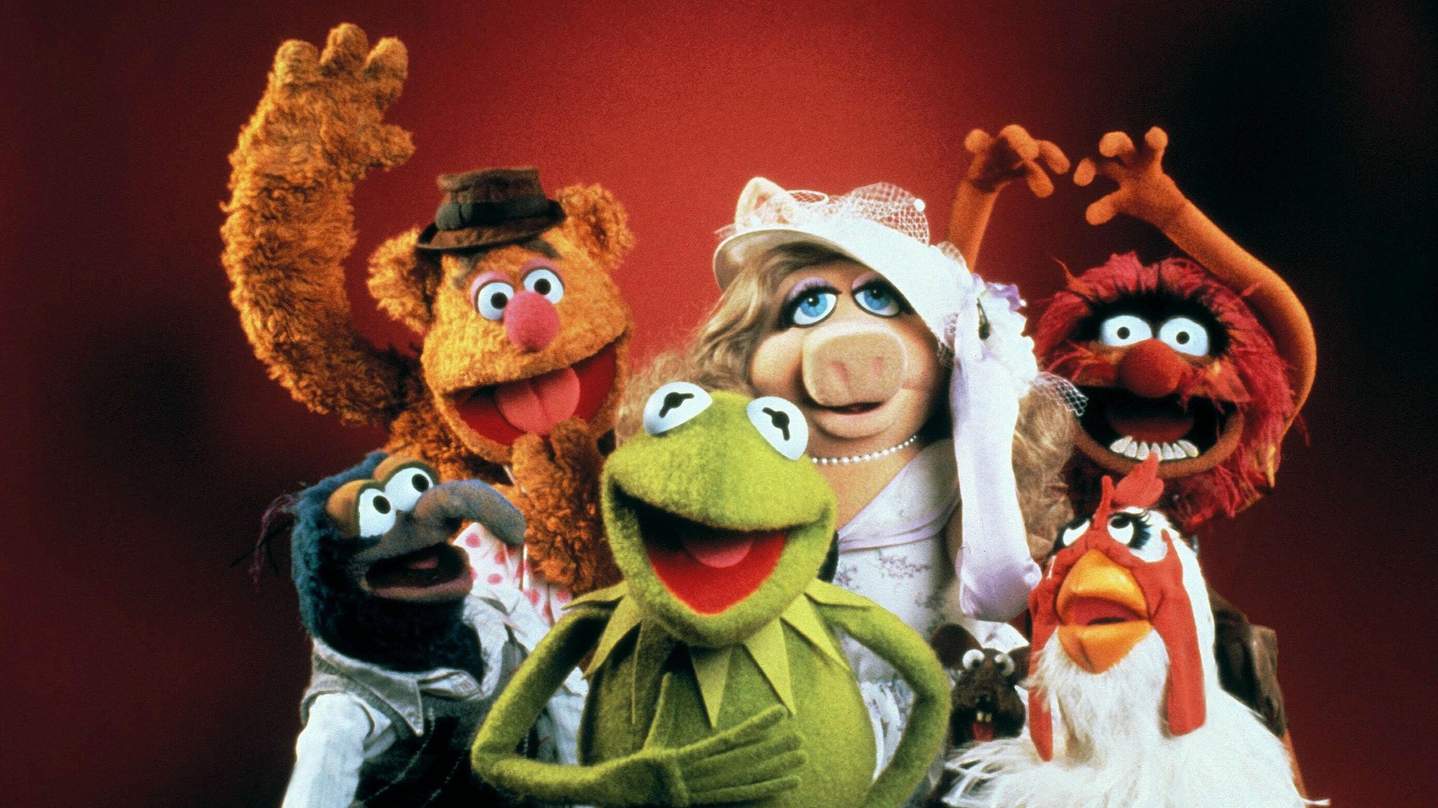 Sechs Charaktere der Muppet Show, inklusive Kermit dem Frosch, sind auf dem Bild zu sehen. 
