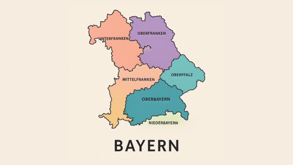 Eine fehlerhafte Bayernkarte | Bild: Screenshot ChatGPT / Bayerischer Rundfunk 2025 Eine fehlerhafte Bayernkarte