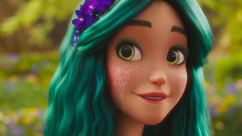 Eine animierte Frau, Stupsnase, strahlend weiße Zähne, grüne Kulleraugen, leuchtend grüne Haare. | Bild:Splendid Film