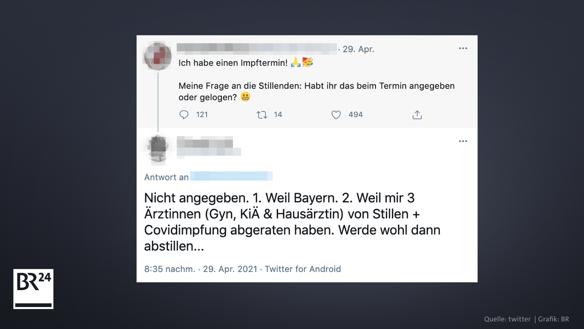 Im Internet berichten Frauen davon, dass sie ihre Stillzeit vor der Impfung verschwiegen hätten.