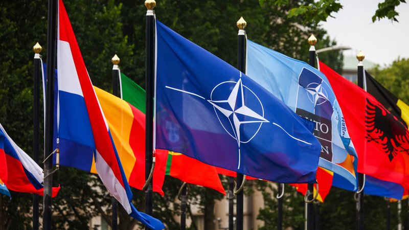 (Symbolbild) Nato-Flagge und Flaggen mehrerer Nato-Mitgliedsländer im Juni 2025 in Den Haag | Bild: pa/ZUMAPRESS.com/Beata Zawrzel (Symbolbild) Nato-Flagge und Flaggen mehrerer Nato-Mitgliedsländer im Juni 2025 in Den Haag