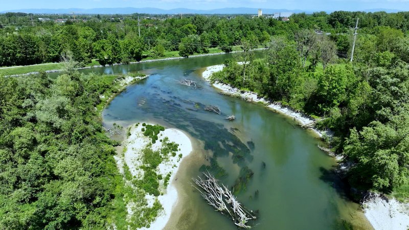 Die wilde Isar bei Landau von oben | Bild: BR/Patrick Viertl Die wilde Isar bei Landau von oben