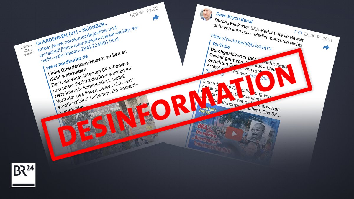 Beispiele für Desinformation über den internen BKA-Bericht in einschlägigen Telegram-Channels
