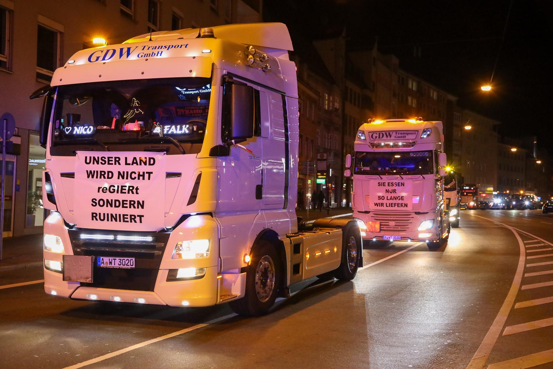 Auch Spediteure waren Teil eines sieben Kilometer langen Demonstrationszuges durch Augsburg