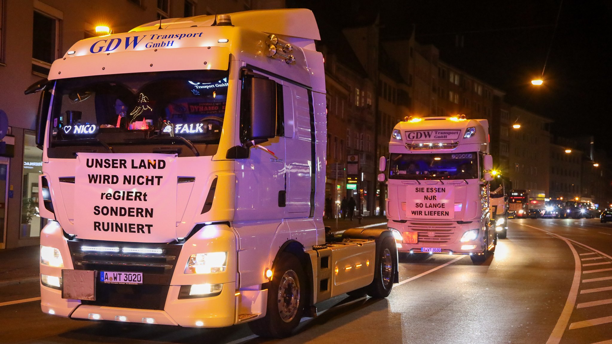 Auch Spediteure waren Teil eines sieben Kilometer langen Demonstrationszuges durch Augsburg