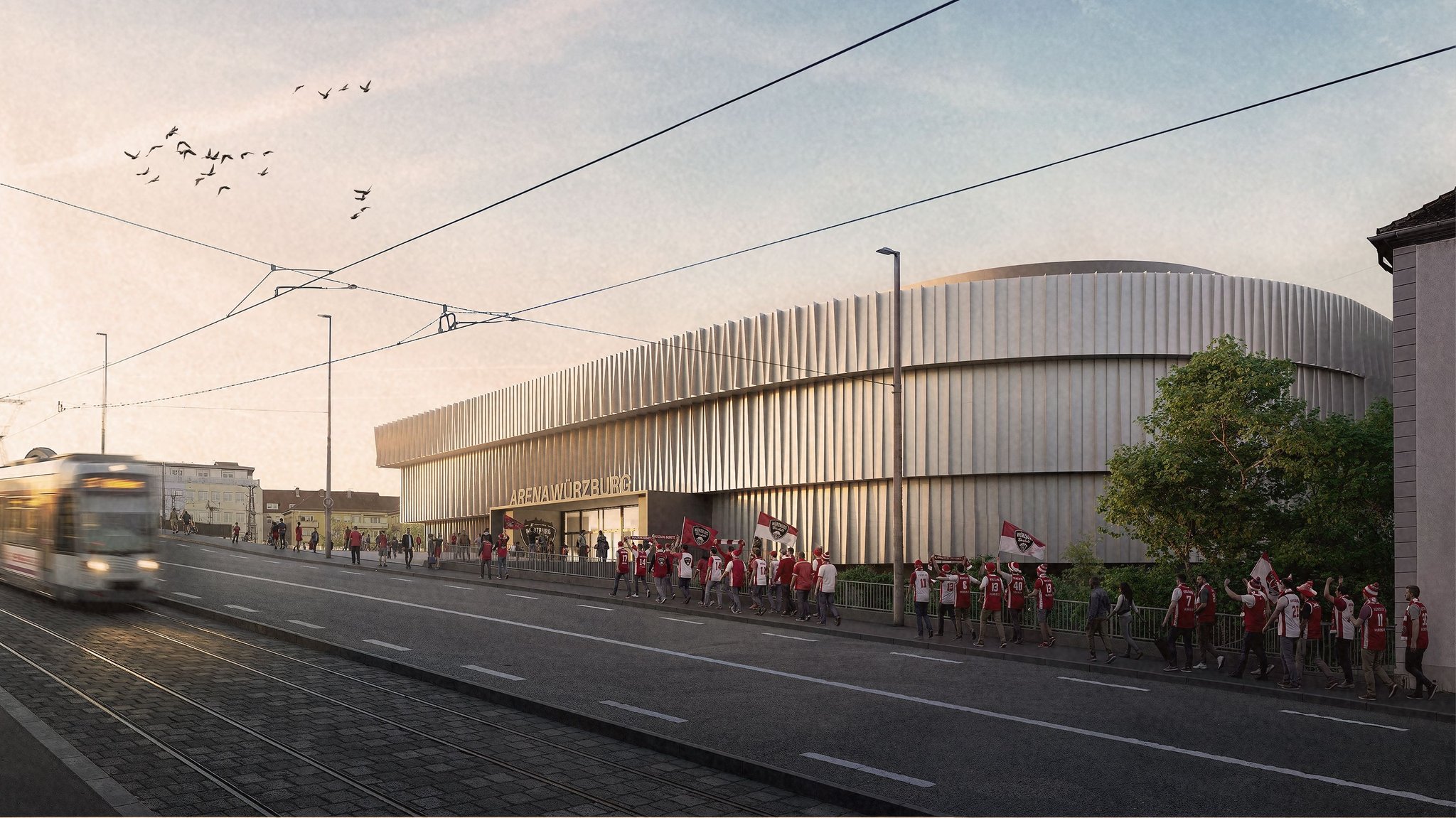 Außenansicht der geplanten Arena in Würzburg