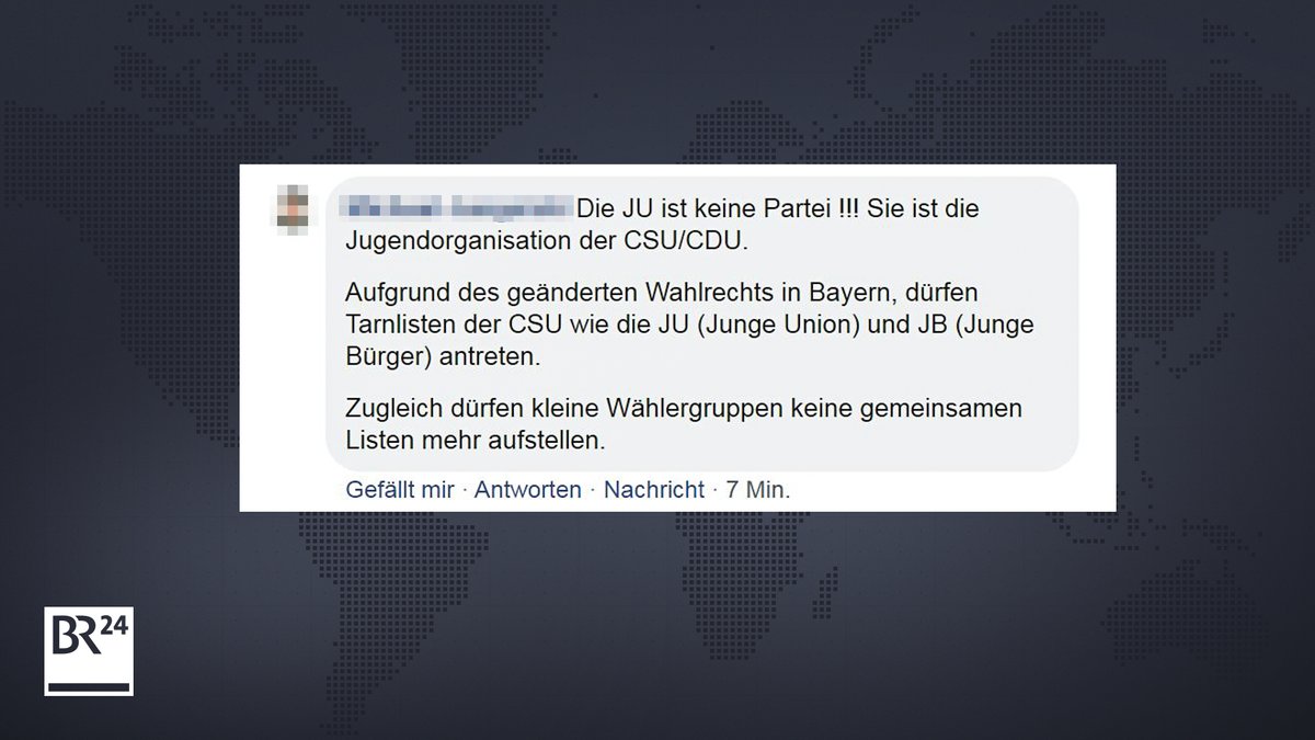 BR24 Nutzer auf Facebook - CSU verwende Tarnlisten