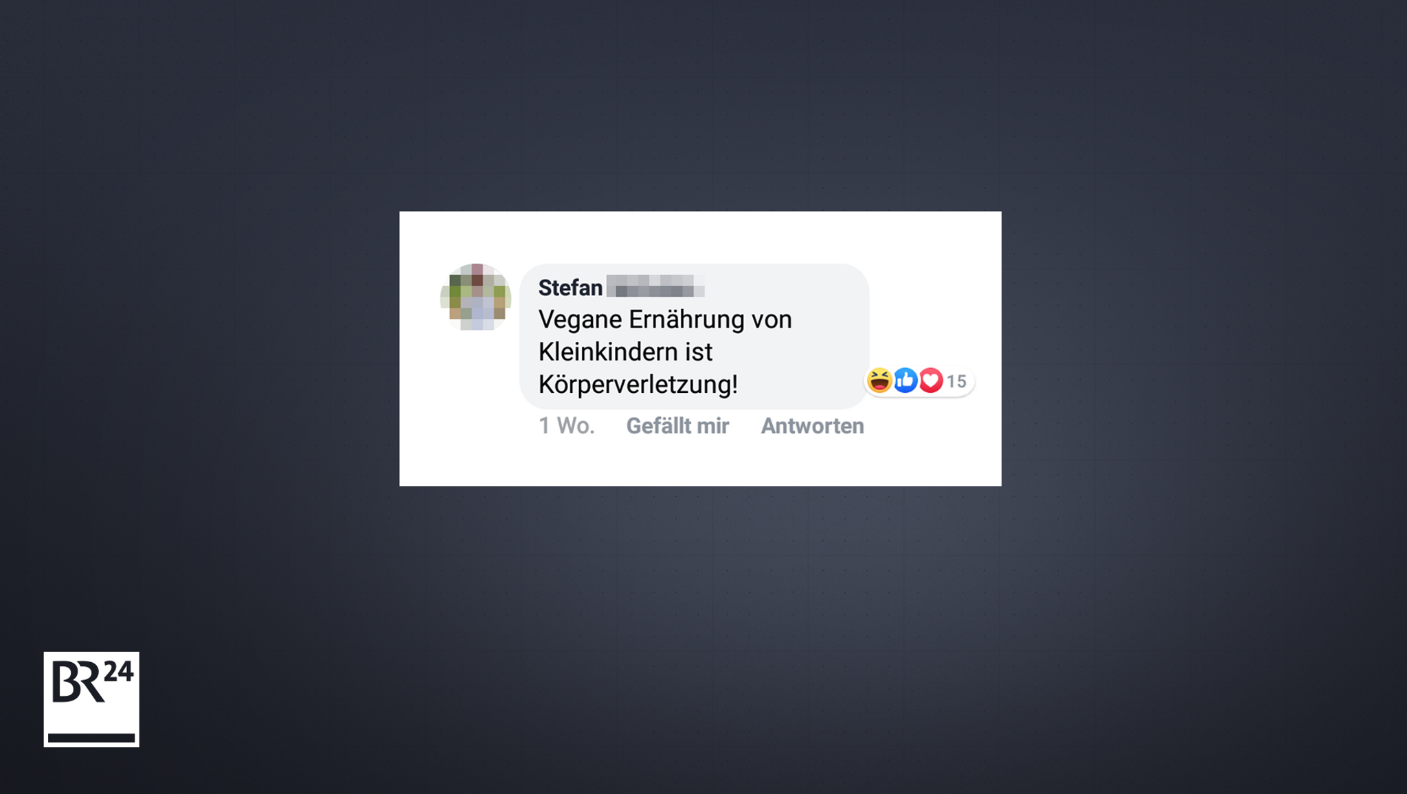 Einer der Kommentare vom BR24-Facebook-Kanal.