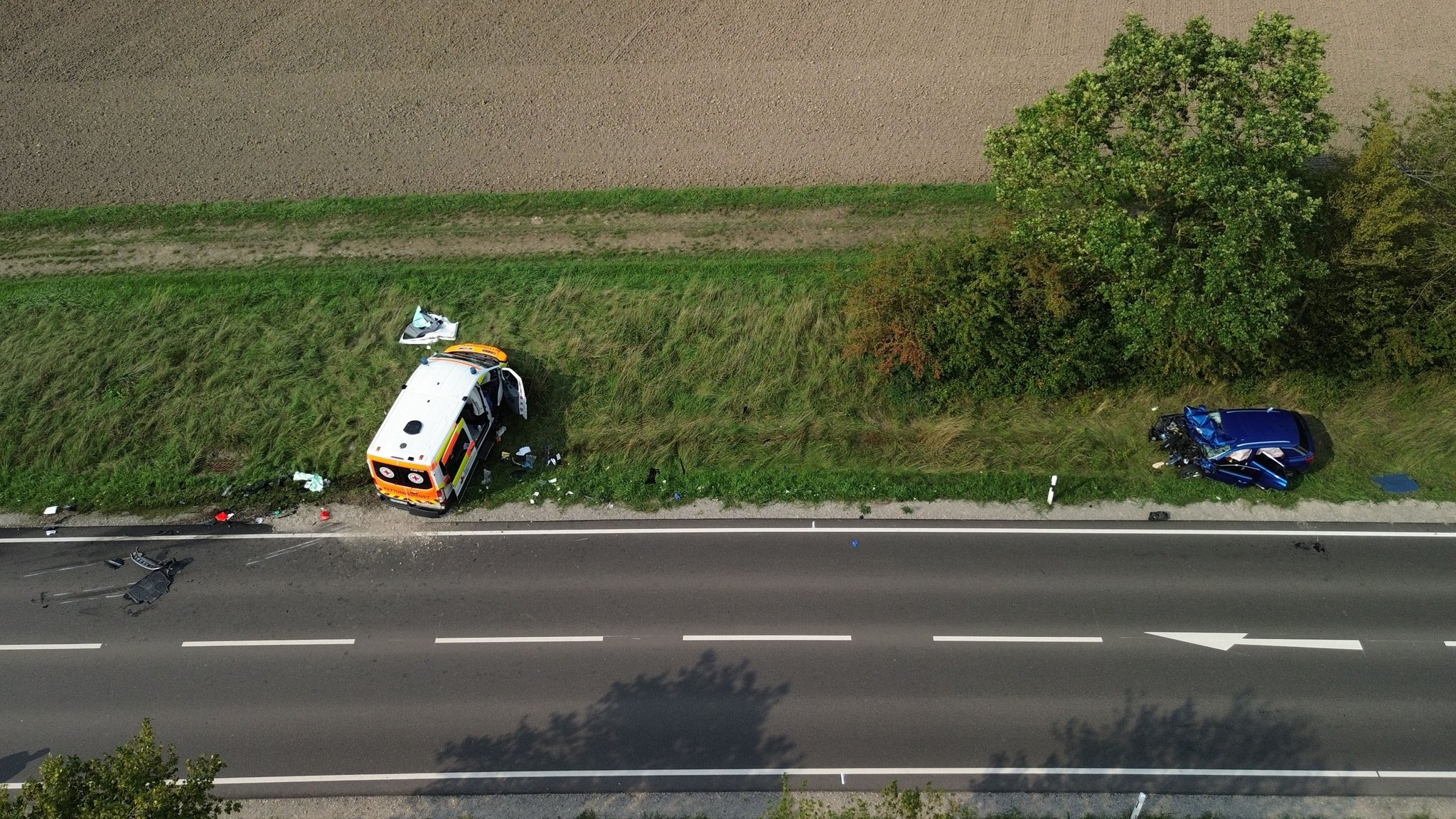 Die Unfallstelle aus der Vogelperspektive.