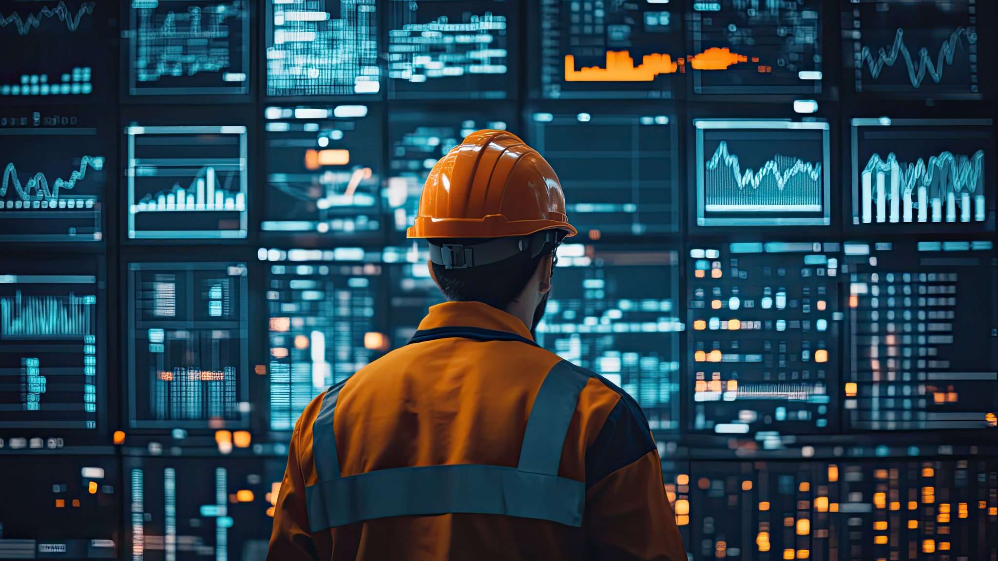 Ingenieur vor Bildschirmen