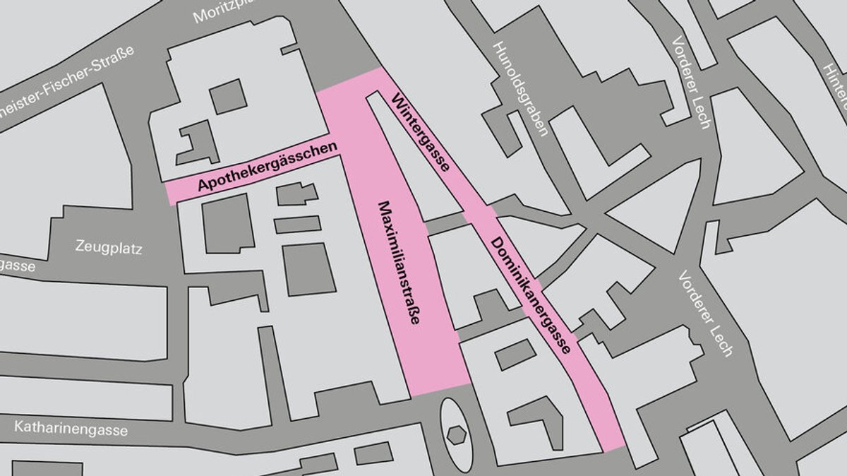 Hier wird die neue Test-Fußgängerzone in Augsburg installiert