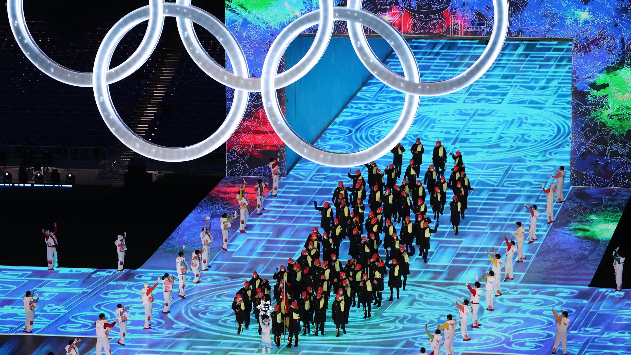 Eröffnungsfeier 2022 in Peking (Archivbild) | Bild: picture alliance / SvenSimon-KojiAoki-AFLO | Koji Aoki Eröffnungsfeier 2022 in Peking (Archivbild)