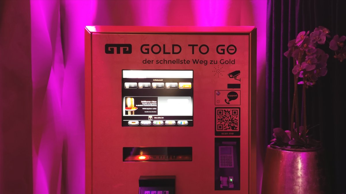 Der Goldautomat in der H'ugo's Pizza-Bar-Lounge am Münchner Promenadeplatz. 