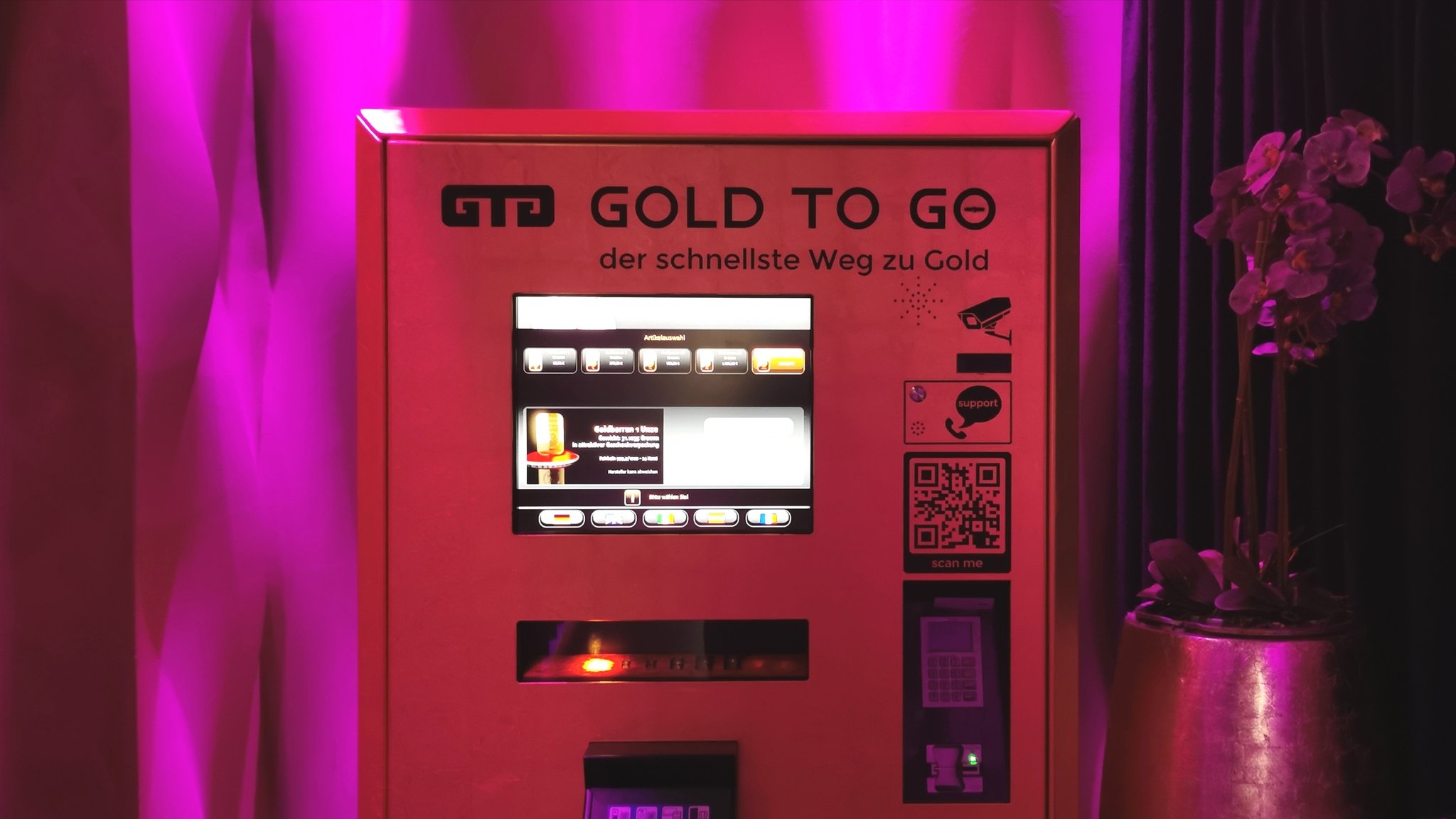 Der Goldautomat in der H'ugo's Pizza-Bar-Lounge am Münchner Promenadeplatz. 