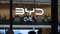 Der BYD-Stand bei der  Guangdong-Hong Kong-Macao Greater Bay Area International Auto Show Anfang Juni. | Bild:dpa/pa/SIPA USA/ChinaImages
