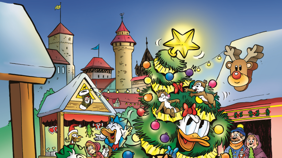 Berühmte Ente in Nürnberg: Donald Duck auf Christkindlesmarkt