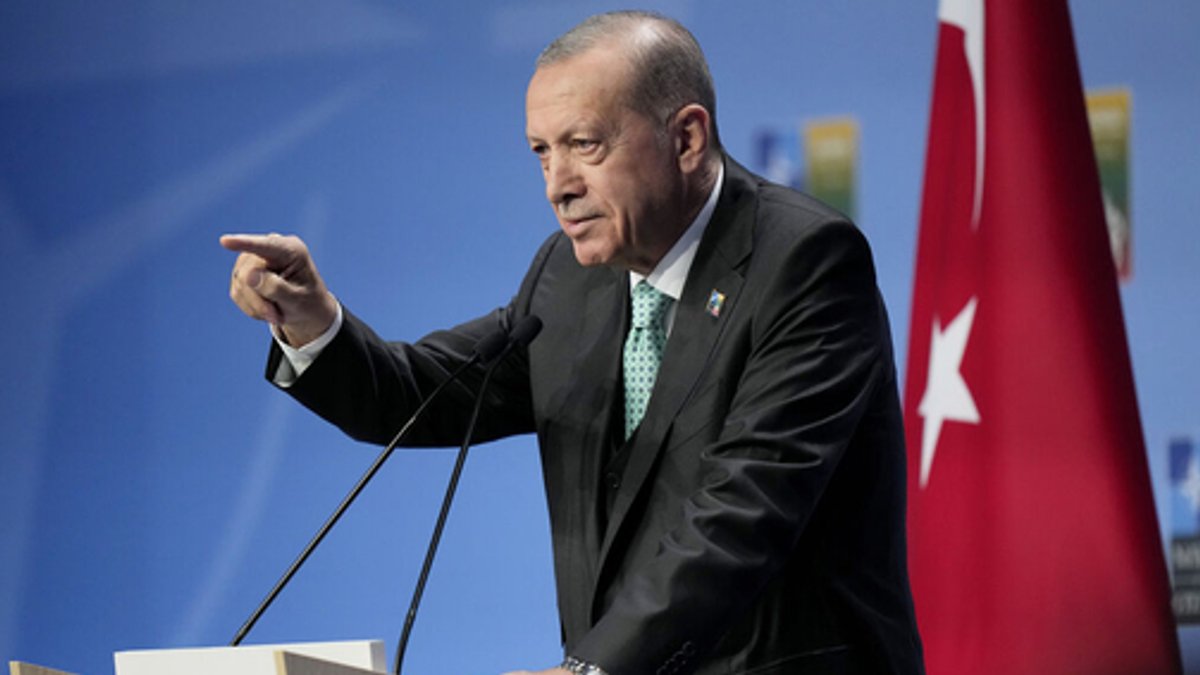 Am Rande des NATO-Gipfels in Litauen spricht der türkische Staatspräsident Recep Tayyip Erdoğan auf einer Veranstaltung am 12. Juli 2023