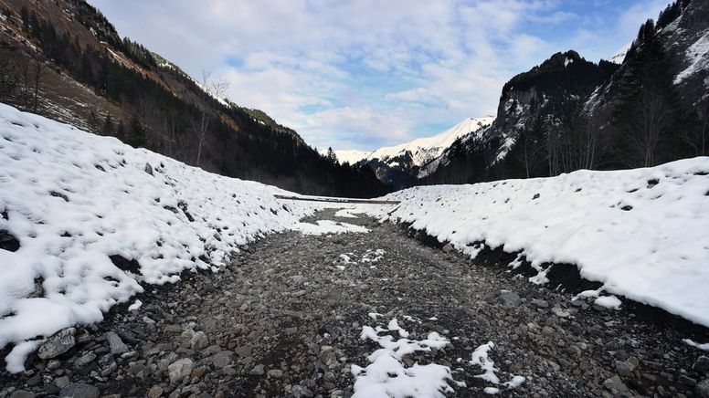 Das Flussbett des Rappenalpbachs im Dezember 2022 | Bild:dpa-Bildfunk/Karl-Josef Hildenbrand