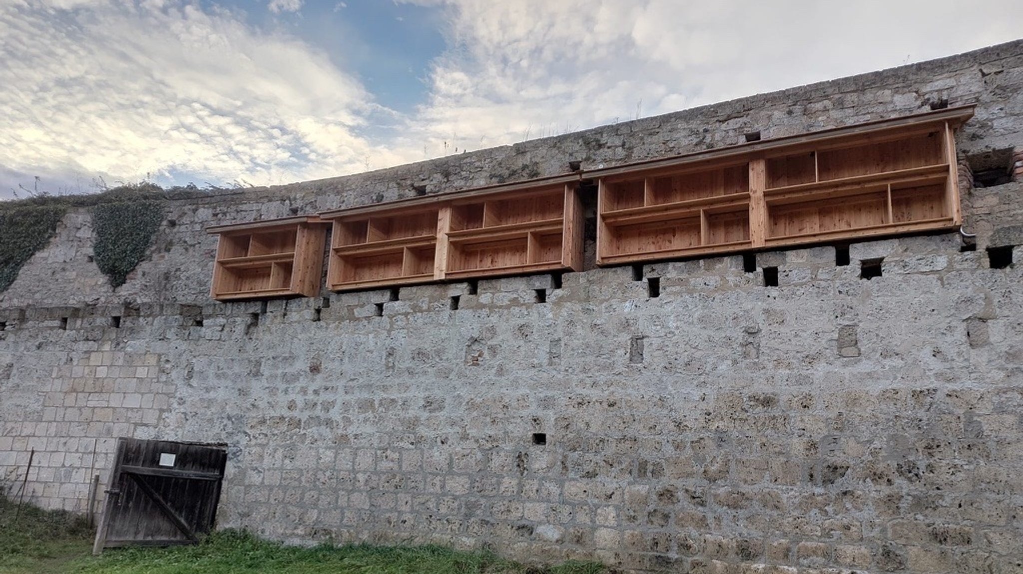 Die neuen Brutnischen in der Wehrmauer am Pulverturm.