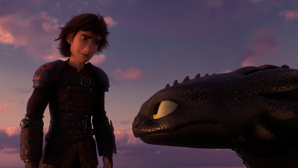 Hicks und sein diesmal verliebter Drache Ohnezahn in "Drachenzähmen leicht gemacht 3: Die geheime Welt" (Filmszene) | Bild: Universal Pictures Hicks und sein diesmal verliebter Drache Ohnezahn in "Drachenzähmen leicht gemacht 3: Die geheime Welt" (Filmszene)