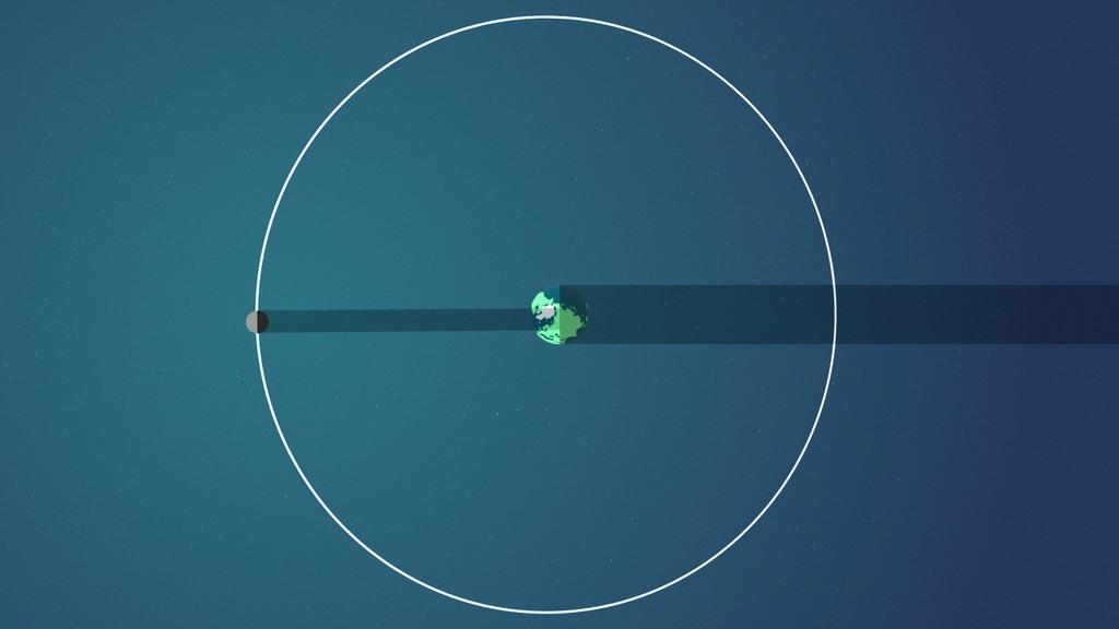 Grafik Mond und Erde bei Sonnenfinsternis