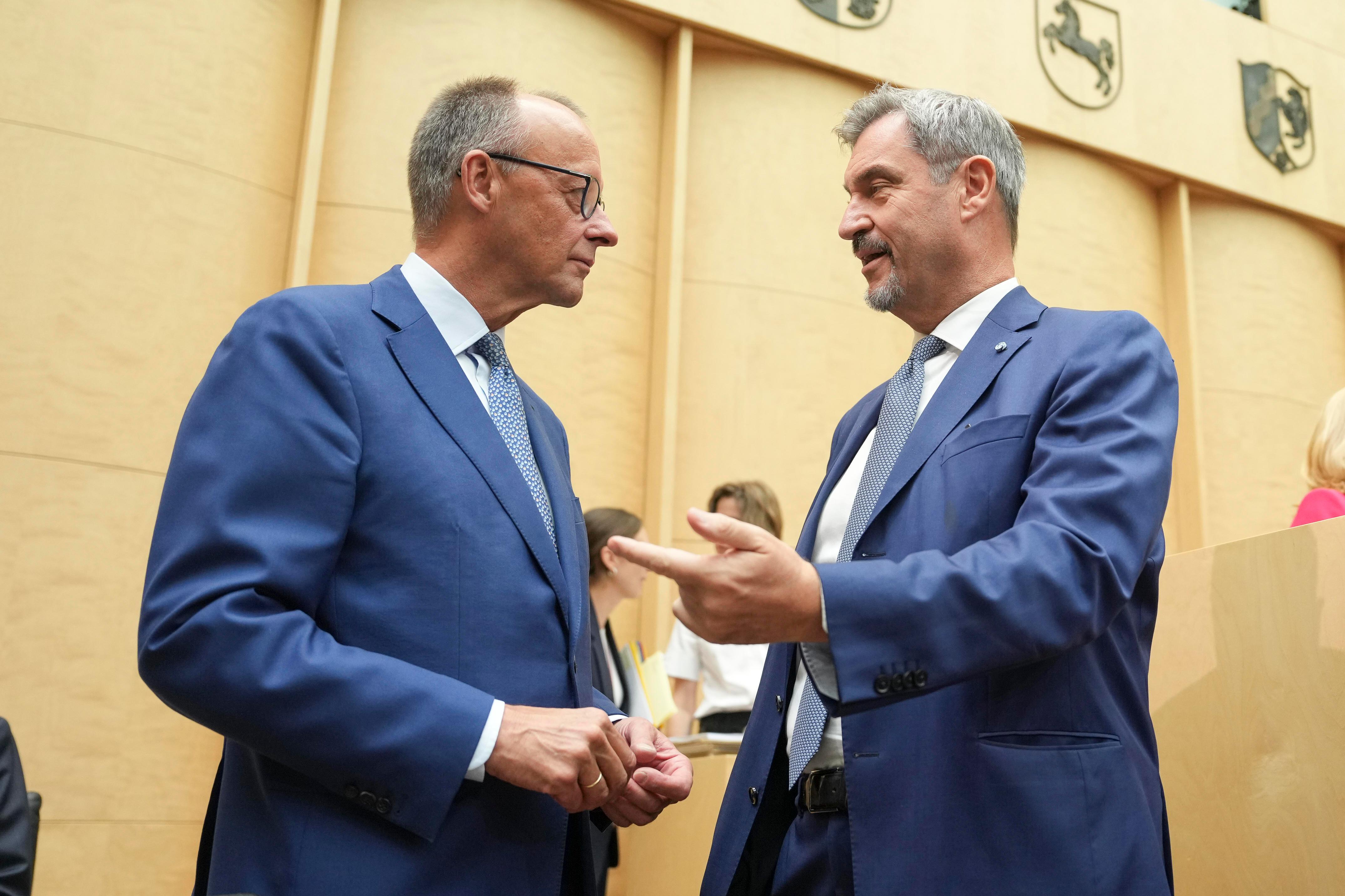 Friedrich Merz, Markus Söder (rechts) (Aufnahme vom 11.7.2025)