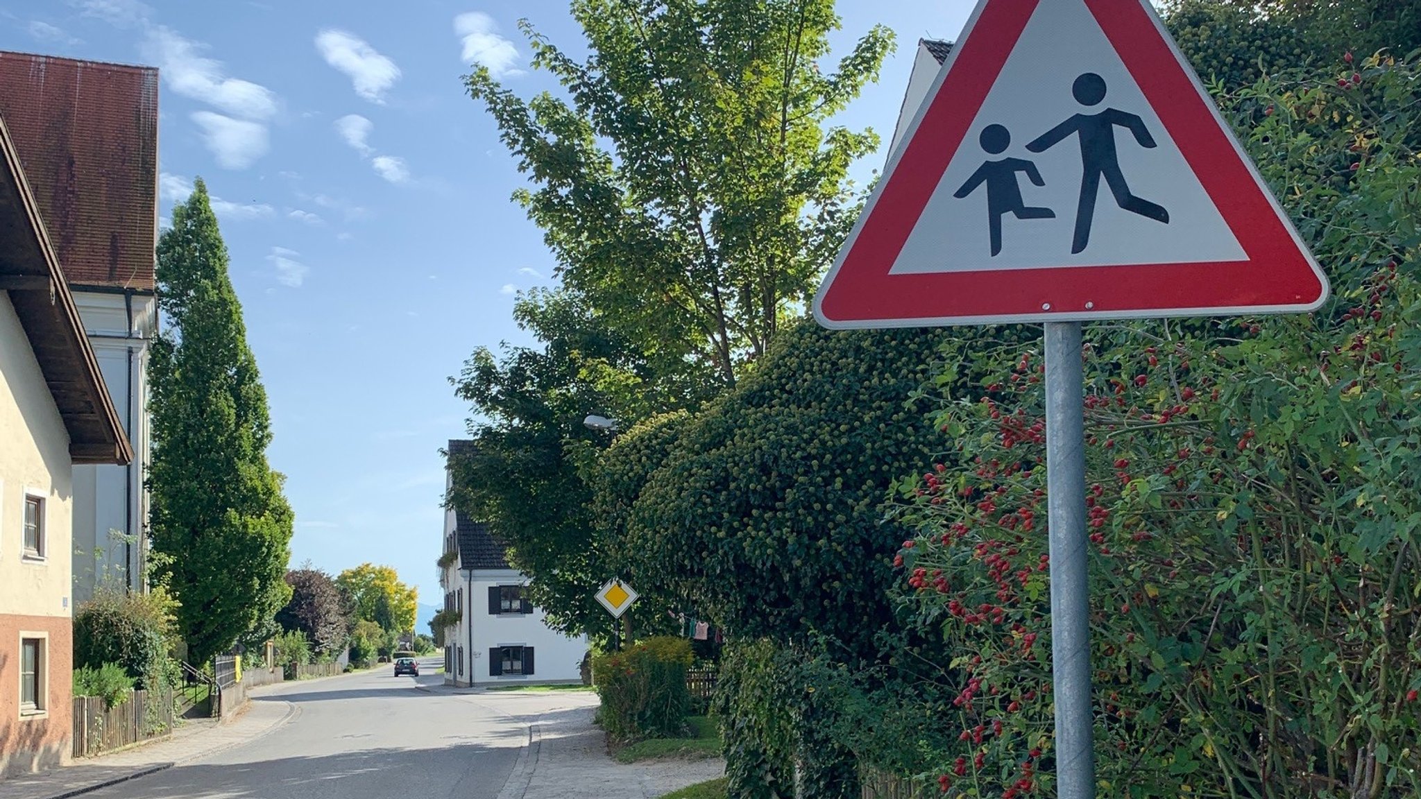 Ein Verkehrsschild weist auf Schüler hin.