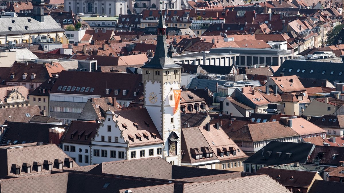 Stadtansicht von Würzburg von oben.