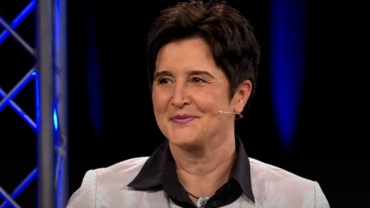 Die SPD-Kandidatin Maria Noichl in der BR Wahlarena in Bamberg