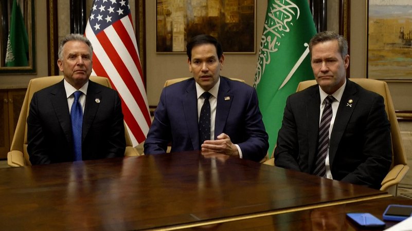 Im Video: US-Außenminister Rubio nach den Gesprächen | Bild: Bayerischer Rundfunk 2025 Im Video: US-Außenminister Rubio nach den Gesprächen