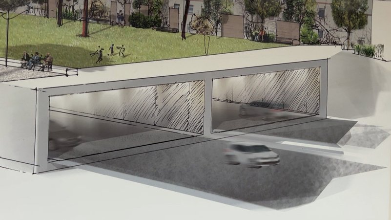 Skizze der geplanten Tunneleinfahrt am Frankenschnellweg | Bild: Stadt Nürnberg / BR Skizze der geplanten Tunneleinfahrt am Frankenschnellweg