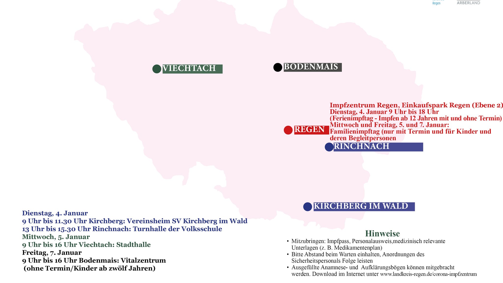 Das Impfangebot von 4. bis 7. Januar im Landkreis Regen