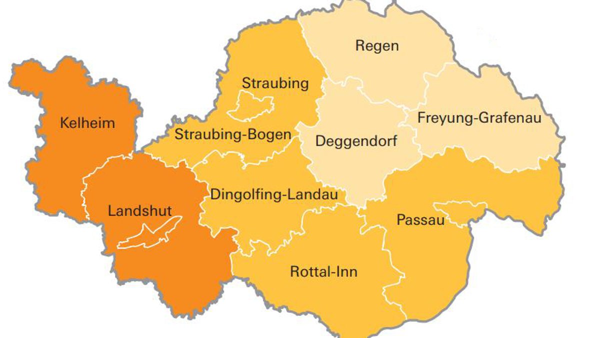 Eine Karte von Niederbayern