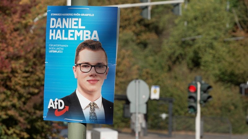 Wahlplakat mit dem Porträt von Daniel Halemba, AfD