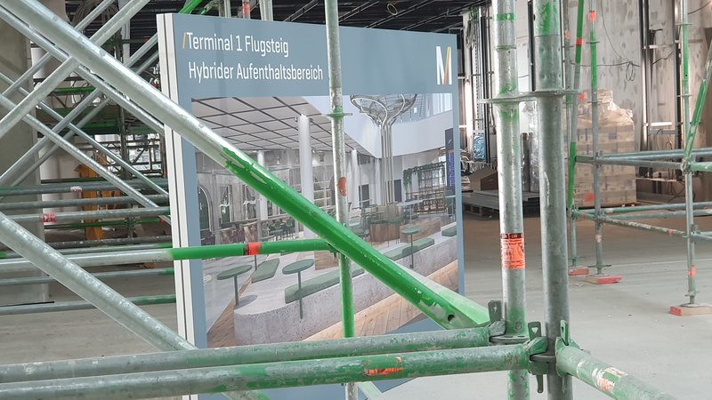 Baustelle im Terminal 1 am Flughafen München | Bild: BR / Birgit Grundner Baustelle im Terminal 1 am Flughafen München