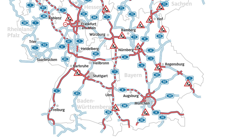 Die Stauprognose des ADAC für Süddeutschland