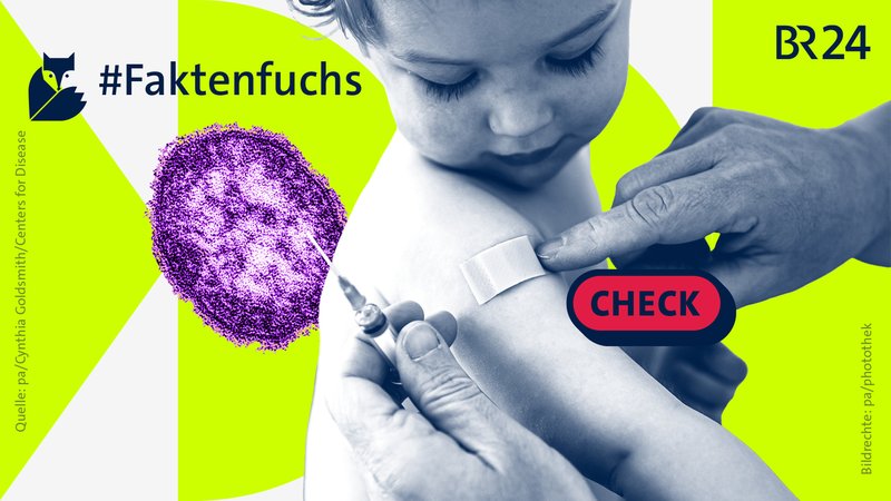 (Symbolbild) Collage mit Masern-Virus und geimpften Kleinkind. | Bild: pa / photothek Collage: BR (Symbolbild) Collage mit Masern-Virus und geimpften Kleinkind.