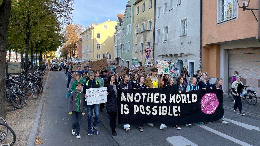 Auch in Regensburg nahmen am Freitag Hunderte am Demonstrationszug von Fridays for Future teil.