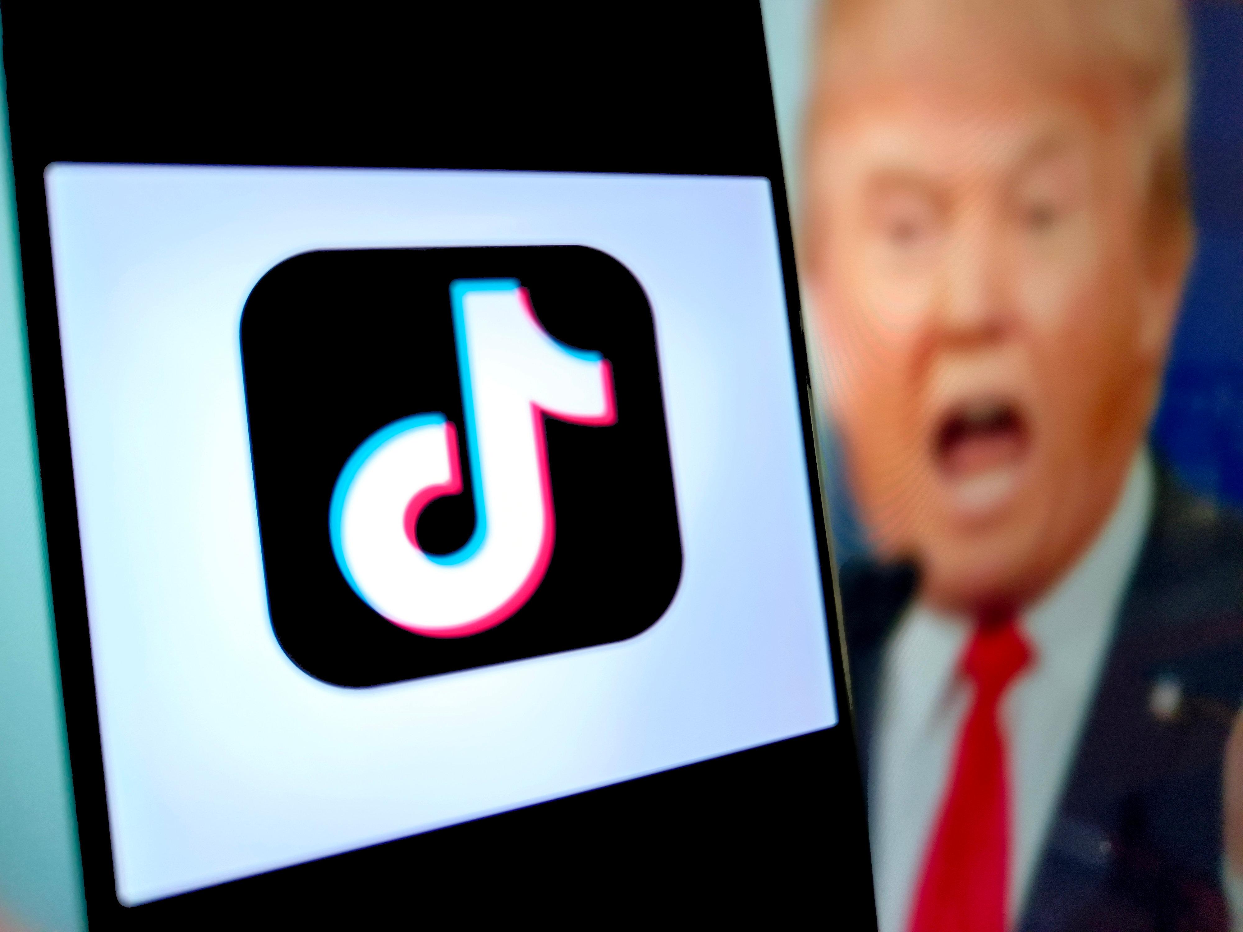 Donald Trump und TikTok-Logo