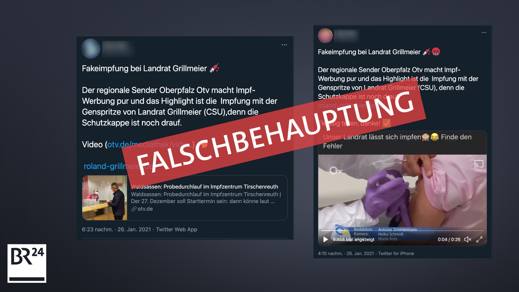 Nutzer auf Twitter verwenden ein Video von Oberpfalz TV, um vermeintliche "Fake-Impfung" zu beweisen.