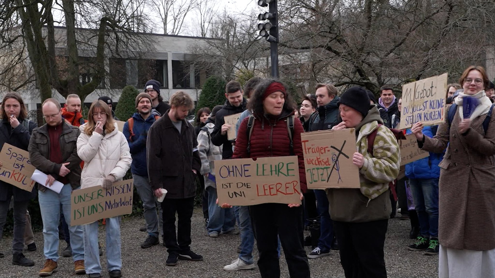 Demonstrierende Studenten der Uni Eichstätt