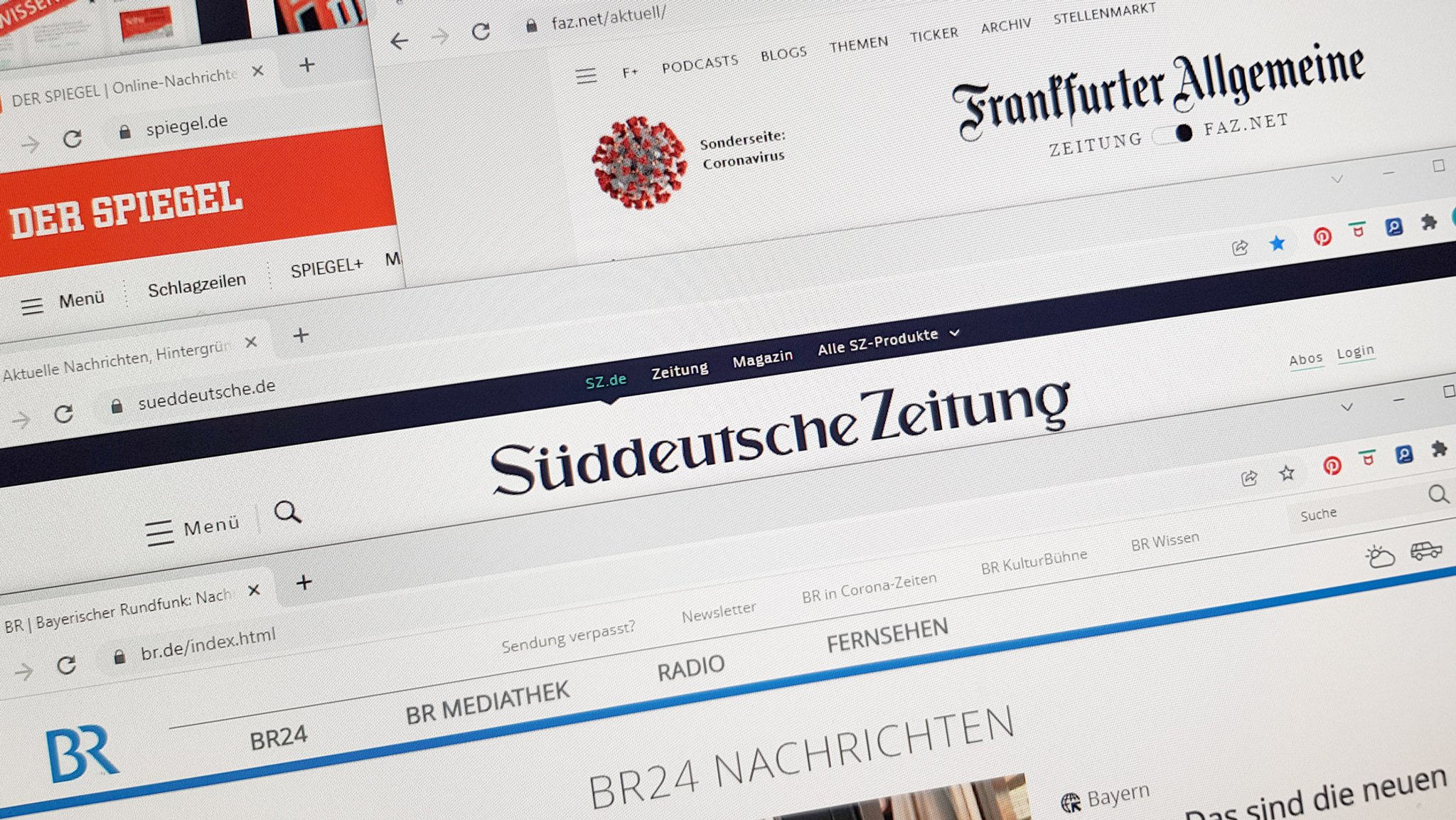 Verschiedene Nachrichten-Webseiten