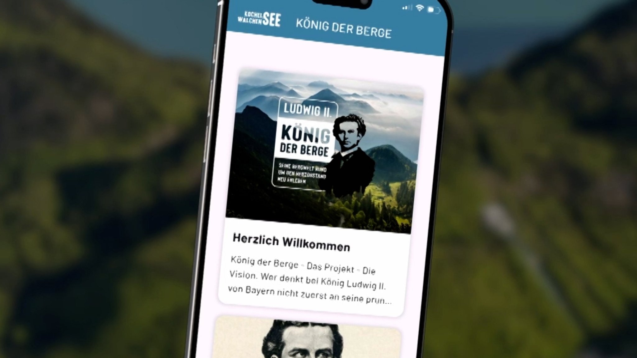 Titelbild der Handy-App "Ludwig II - König der Berge". | Bild: Touris-Info Kochel am See Titelbild der Handy-App "Ludwig II - König der Berge".