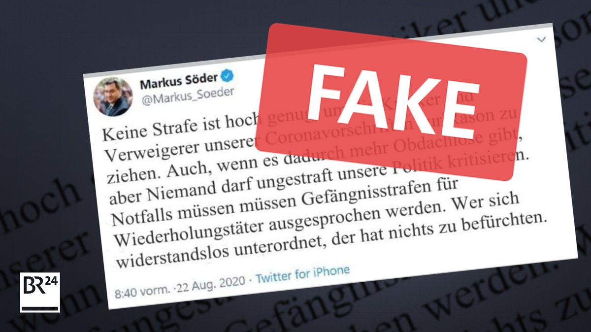 Dieser angebliche Tweet von Markus Söder verbreitet sich in sozialen Medien - doch er ist ein Fake.