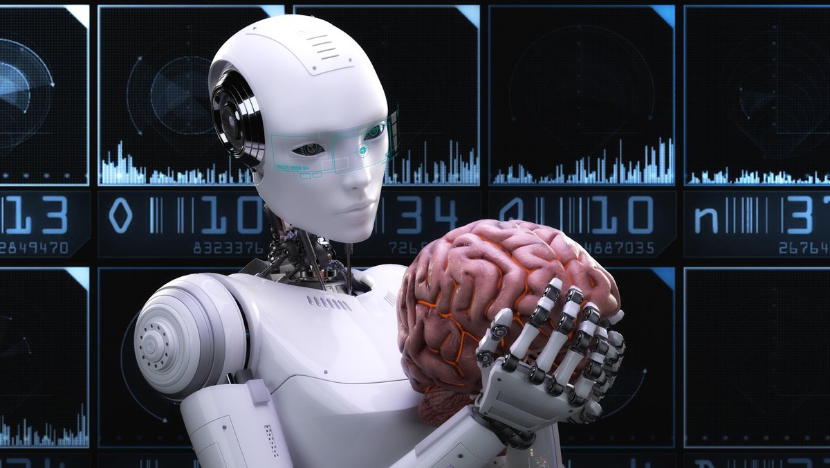 Künstlerische 3D-Illustration eines Cyborgs mit künstlicher Intelligenz 